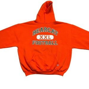 Vintage Y2K Russell Athletic Hoodie Sweatshirt Bearcats Football Orange XXL